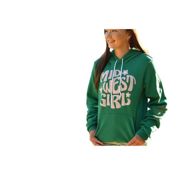 NEW MIDWEST TEES girl graphic hoodie in kelly green - Picture 3 of 4
